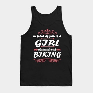 Biking girl bike tour downhill saying Tank Top